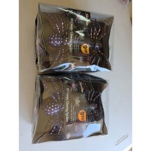 Vtg Lot 2 Rare Halloween 10 Creepy Glowing Spider Lights  7.5 ft Indoor/Outdoor